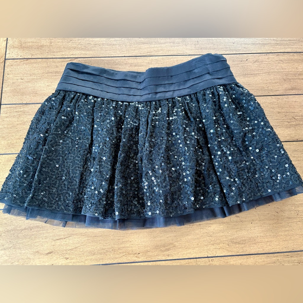 Jack Wills Black Sequin & Tulle Mini Skirt, Size 4